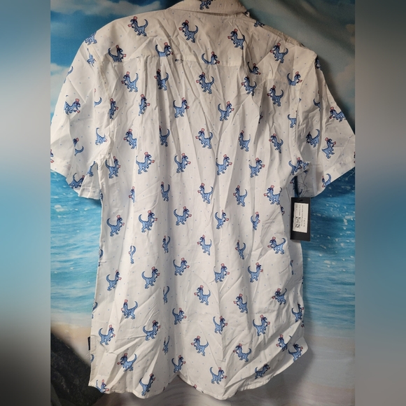 TIPSY ELVES NWT ISLAND OF THE FREE BUTTON DOWN SHIRT MENS DINOSAUR - Picture 2 of 4